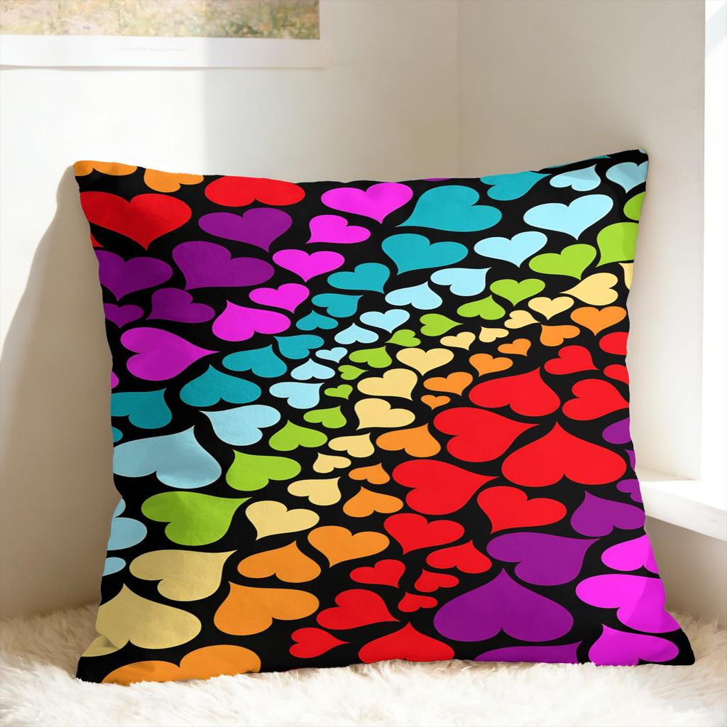 Colorful Heart Pillow Cover Fashion Pillow Case For Wedding Party Home Decor Graphic Cushion Cover Gift