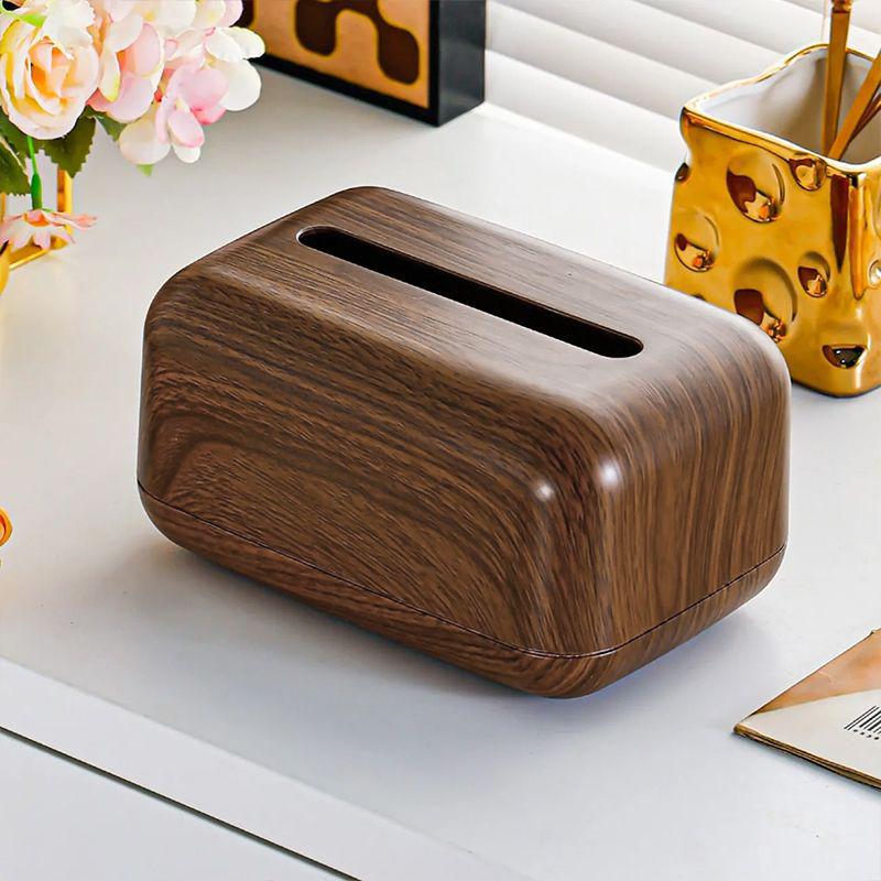 Faux Walnut Chinese-Style Tissue Box for Home, Dining Room, Living Room, Coffee Table, Hotel, B&B Storage