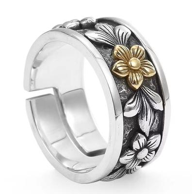 New Retro Vintage Floral Open Ring For Men And Women, Versatile And Adjustable With Personality
