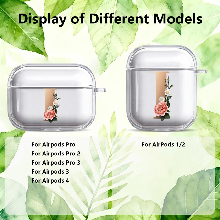 Clear Earphone Cases Cover Case For Airpods 4 1 Pro2 Pro3 Pro 3 2 Flower Name Letter I J