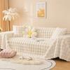 Bubble Velvet Sofa Towel Cover, Thick Rabbit Plush One-Piece Slipcover for Winter, Non-Slip Furniture Protector