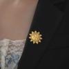 Womens Jewelry Four Petal Flower Brooch French Style Stainless Steel Gold Color Trendy Pin for Wedding Office Gift