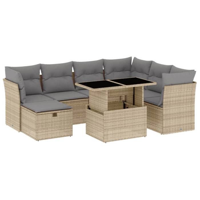 VidaXL Salon de jardin avec coussins 8 pcs beige résine tressée 3274679