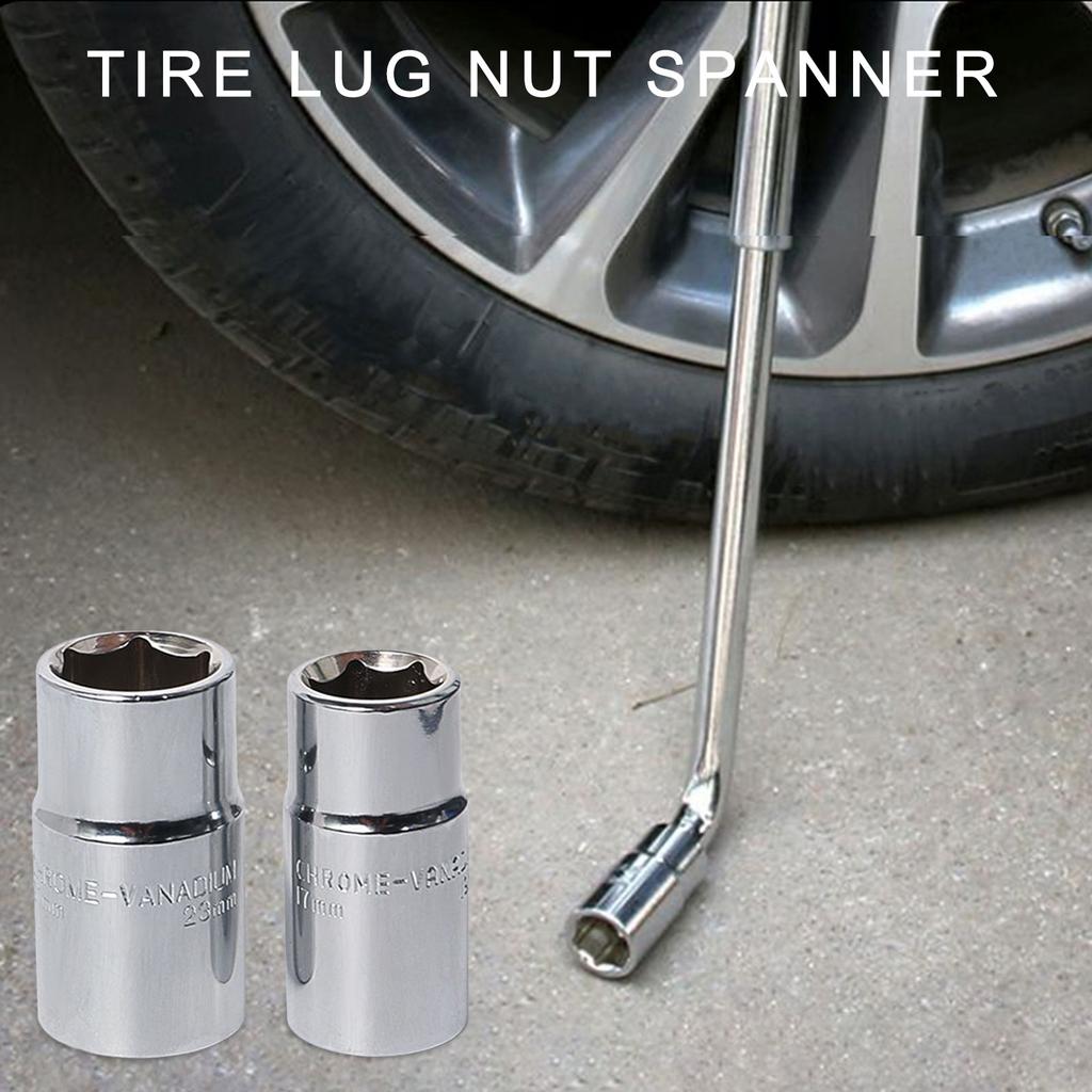 Mini Dual Head Socket Wrench for Tires Portable 17/19mm and 21/23mm Lug Nut Spanner