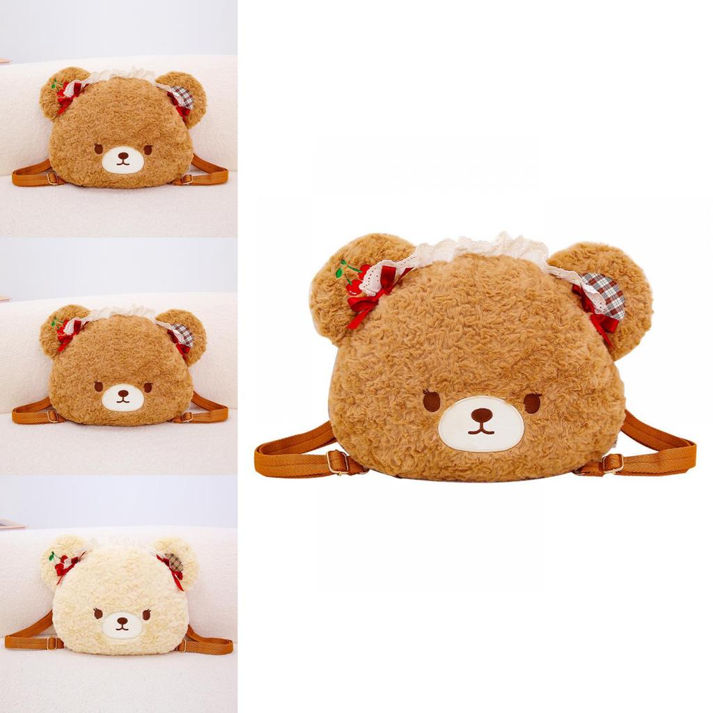 Cute Large Capacity Plush Bear Backpack With Soft Cotton Filling For Girls And Teens
