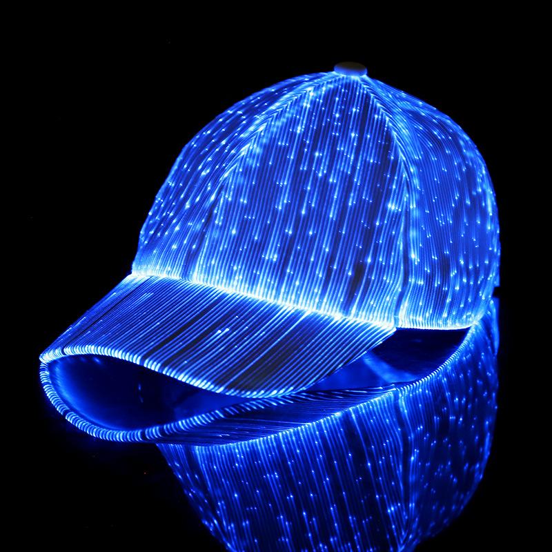 Svítící baseballová čepice korejská verze nová prodyšná LED světelná vláknová fluorescenční čepice venkovní slunečník čepice