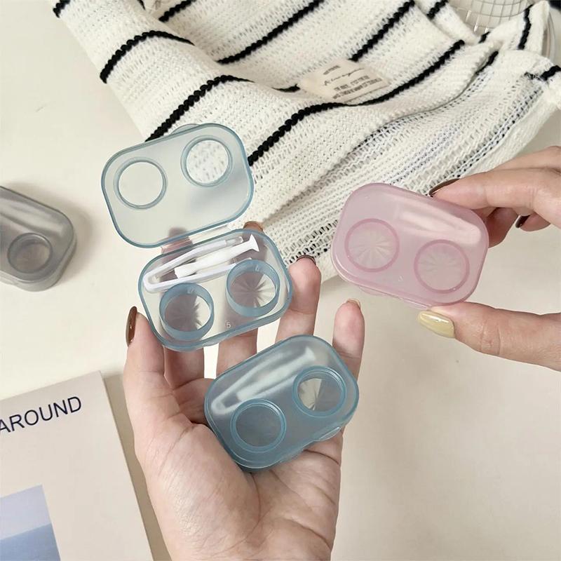 Portable Transparent Minimally Integrated Companion Box Girls Travel Contact Lens Case with Tweezers 1pc Contact Lens Box