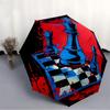 1pc Chess Strategy Automatic Folding Umbrella - Windproof Compact Travel Umbrella with Auto Open/Close, 8-Rib Heavy-Duty Shaft for Women/Men A007