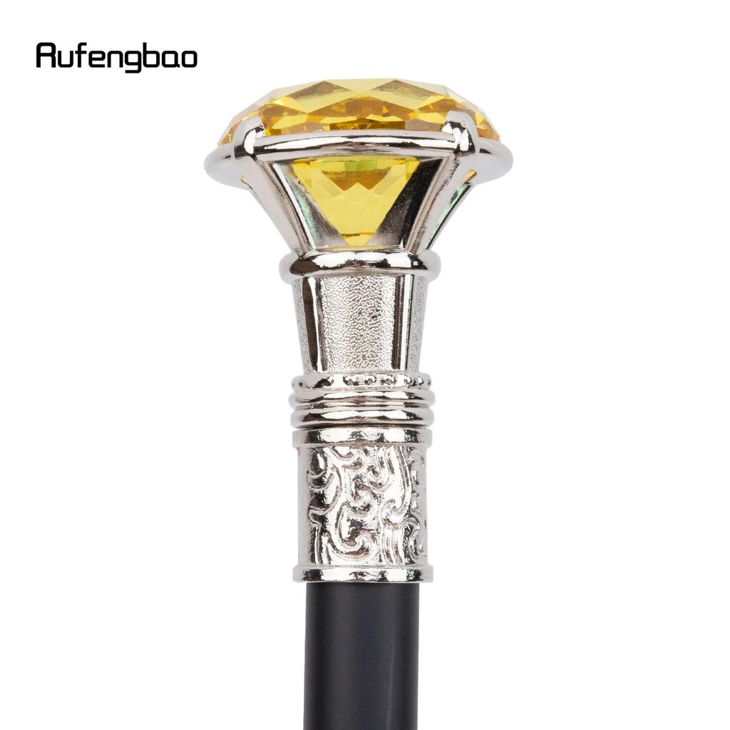 Gelber Diamant Typ Weiß Gehstock Mode Dekorative Gehstock Gentleman Elegant Cosplay Stock Knauf Krummstab 93cm