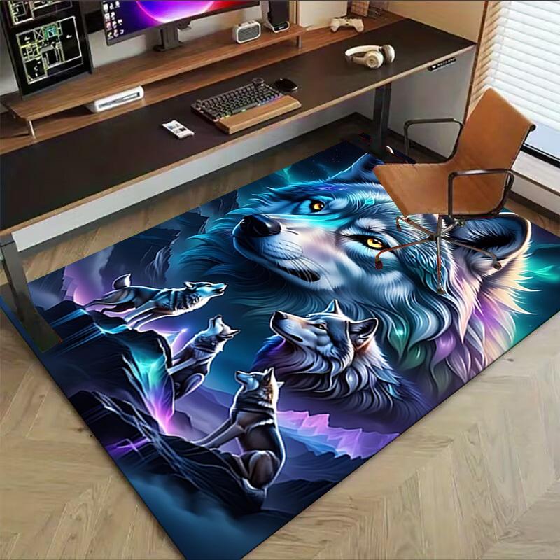 1pc Wolf Pack Night Carpet Anti Slip Polyester Floor Mat for office.Bedroom