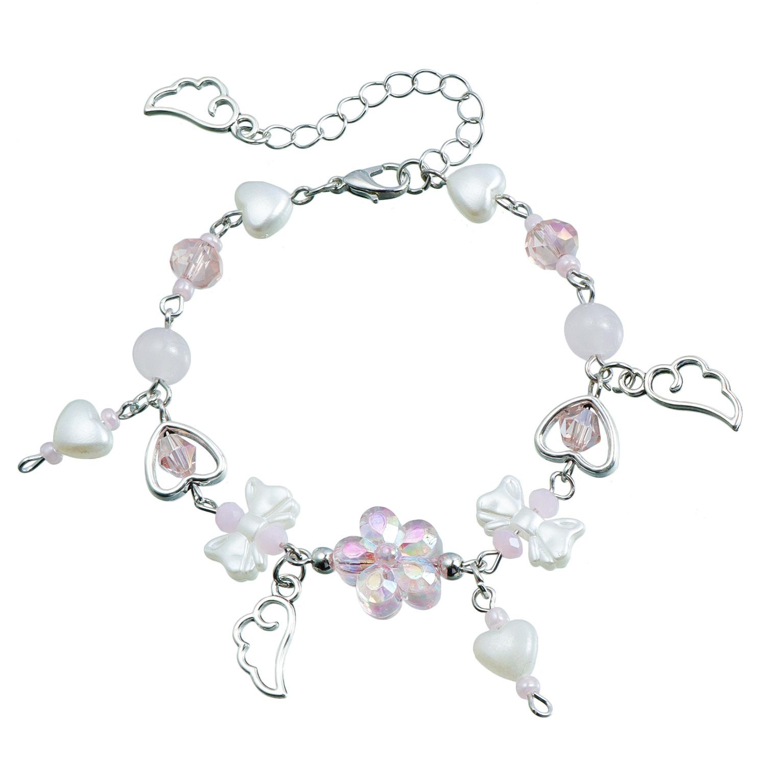 Ice transparent color fringed bracelet niche design high value fairy wind handmade beaded hand jewelry