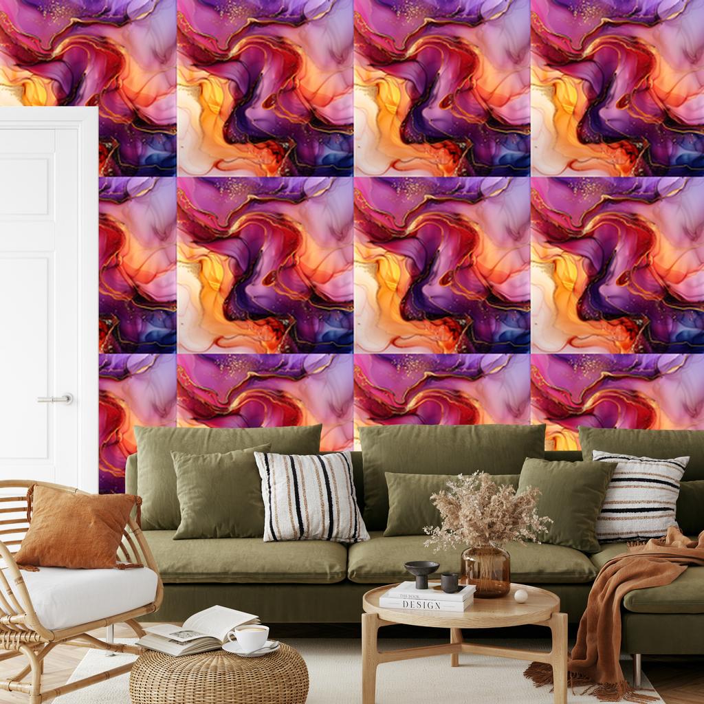 Ink Wallpaper Red, Purple and Peach 50x1000