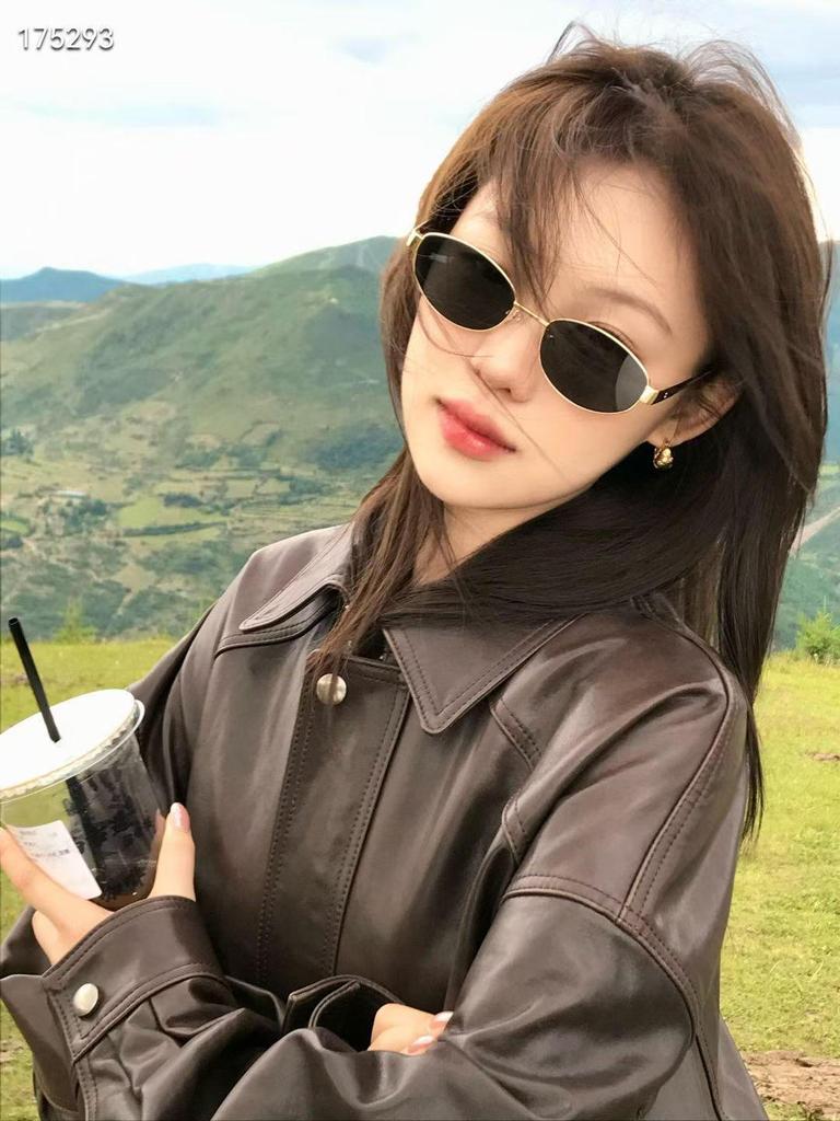 Trendy Retro Oval Metal Frame UV Protection Sunglasses for Women - Dark Green High-End Style