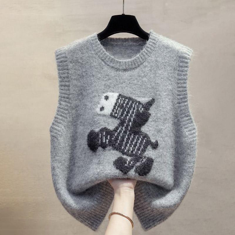 Vest for Women Cotton Winter Knitted Sweater Sleeveless Tops Vest Soft Thickened Casual Vest