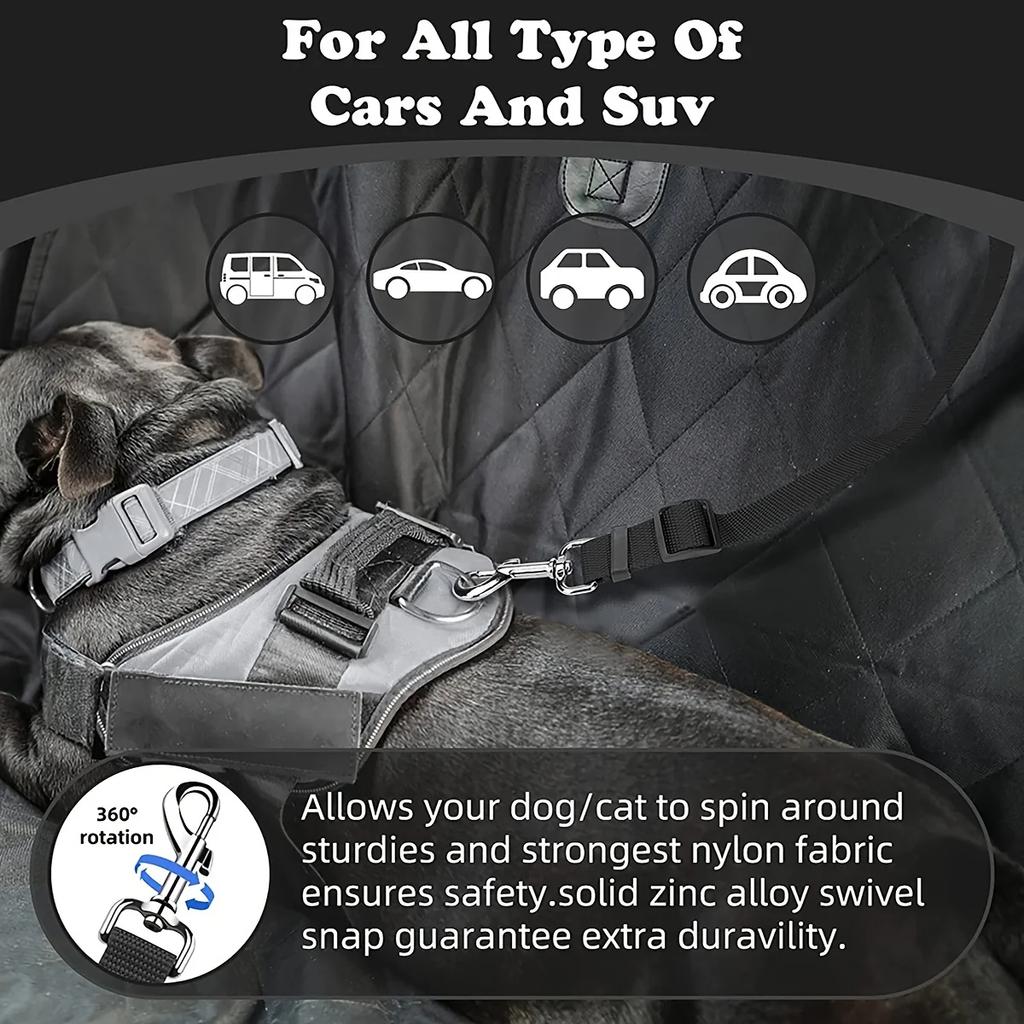 Nylon Two-in-one Dog Car Seat Belt Adjustable Dog Harness Collar Pet Accessories Dog Lead Leash Backseat Safety Belt Solid Color