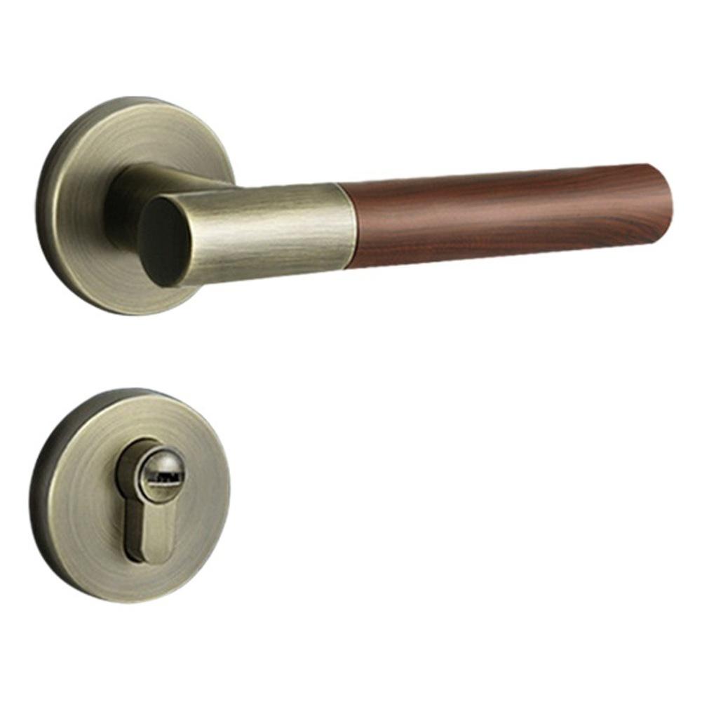 Cerradura de Puerta Ergonómica con Textura de Madera de Nogal Construcción de Aleación de Zinc Manija Silenciosa para Puertas Interiores Nuevo Estilo Chino