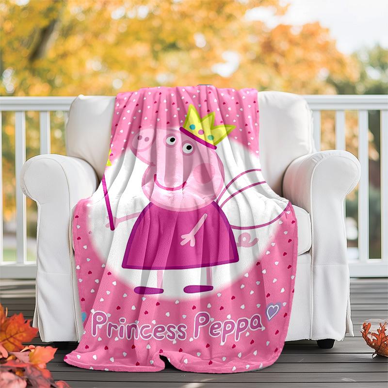 1pc Peppa Pig1 Theme Blanket - Digital Print, Polyester, Cozy for All Seasons, Perfect for Outdoor, Camping, and Travel
