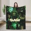 Saw Jigsaw Horrorfilm Mode Decke Fleece Herbst Winter Halloween Gothic Atmungsaktive Dünne Überwurf Mode Decke für Schlafzimmer