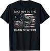 Big Sale!!! Old American Flag Take Him To The Train Station Unisex Gift T-Shirts