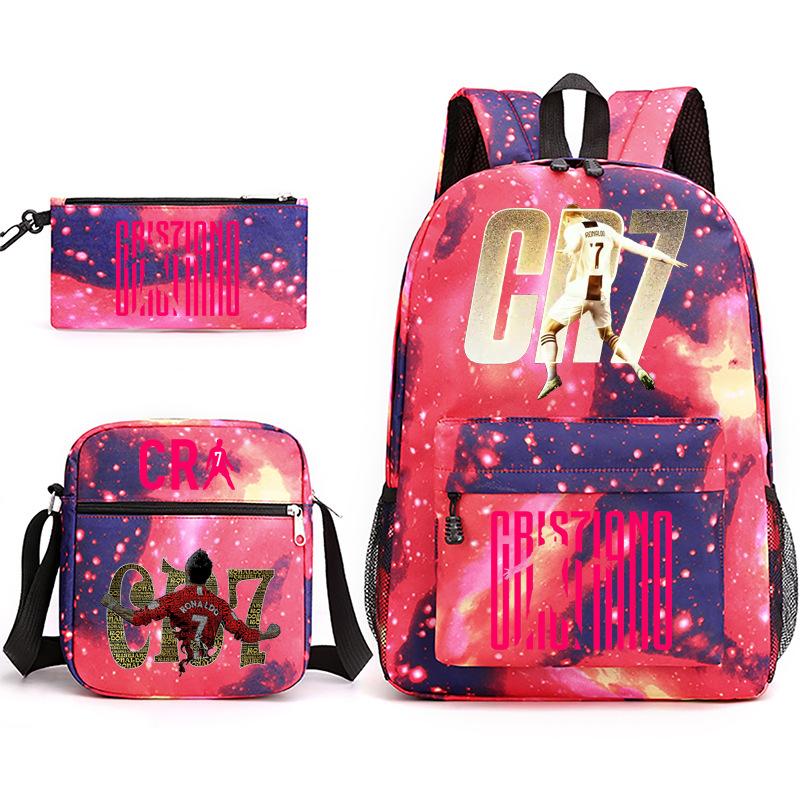 2023C Luo Surrounding Character Printed Backpack Three-piece Student School Bag + Shoulder Bag + Pencil Case Set