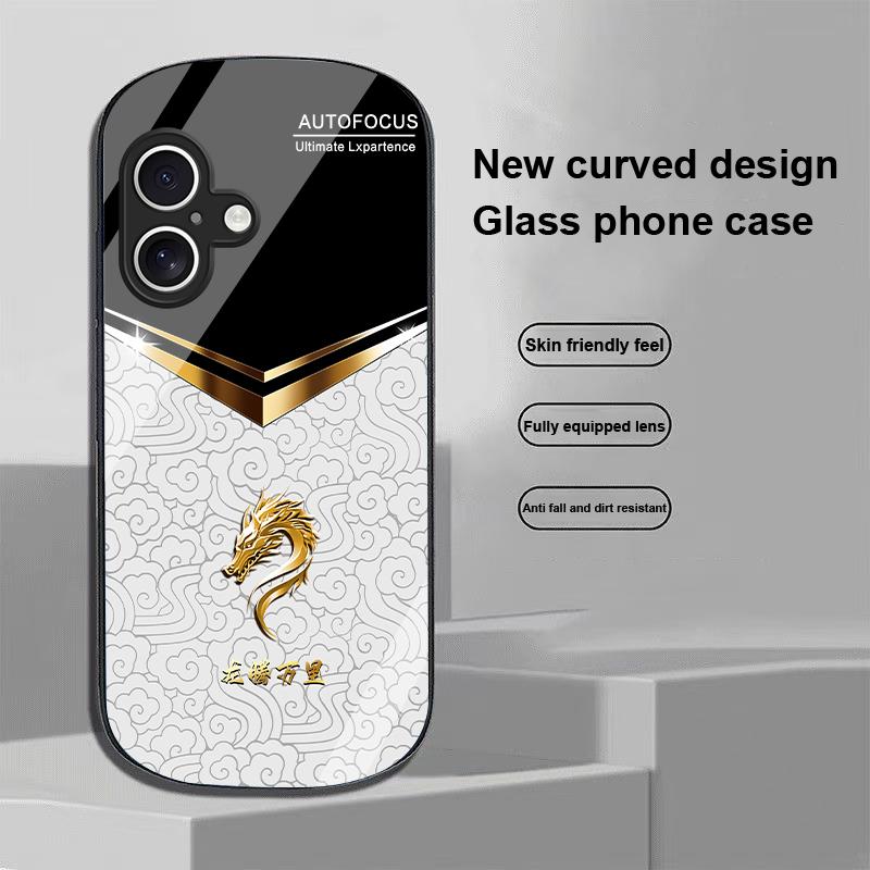 V-shaped Faucet For Apple IPhone 16 11 13 15 14 Pro Max 12 Mini 7 8 Plus XR X XS SE Elliptical Shaped Tempered Glass Phone Case