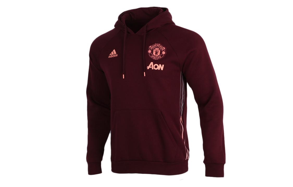Adidas Manchester United Sweatshirts Men s Burgundy Hooded Moderate Regular GK9432 L