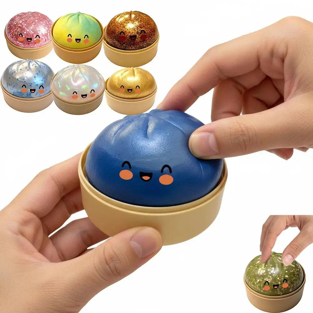 Baozi Stress-Relieving Toy Colorful Realistic Giant Steamed Bun Squeezable Toy Reusable Low Rebound Decompression Toy Home Decor