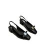 French High-end Square Head Thick Heel Bag Head Sandals 2025 New Bow Light Mouth Single Shoes Women