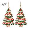 Women Fashion Earrings Christmas 2D Acrylic Earrings Colorful Tree Dangle with Bow Holiday Jewelry Decor Lightweight Drop Jewelry Decorations