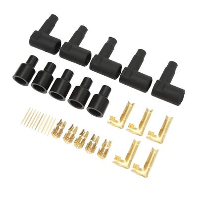 30pcs Spark Plug Wire Boots Spark Plug Coil Wire Boots Black Rubber Material Terminal Kit Fits 6-10mm Wire