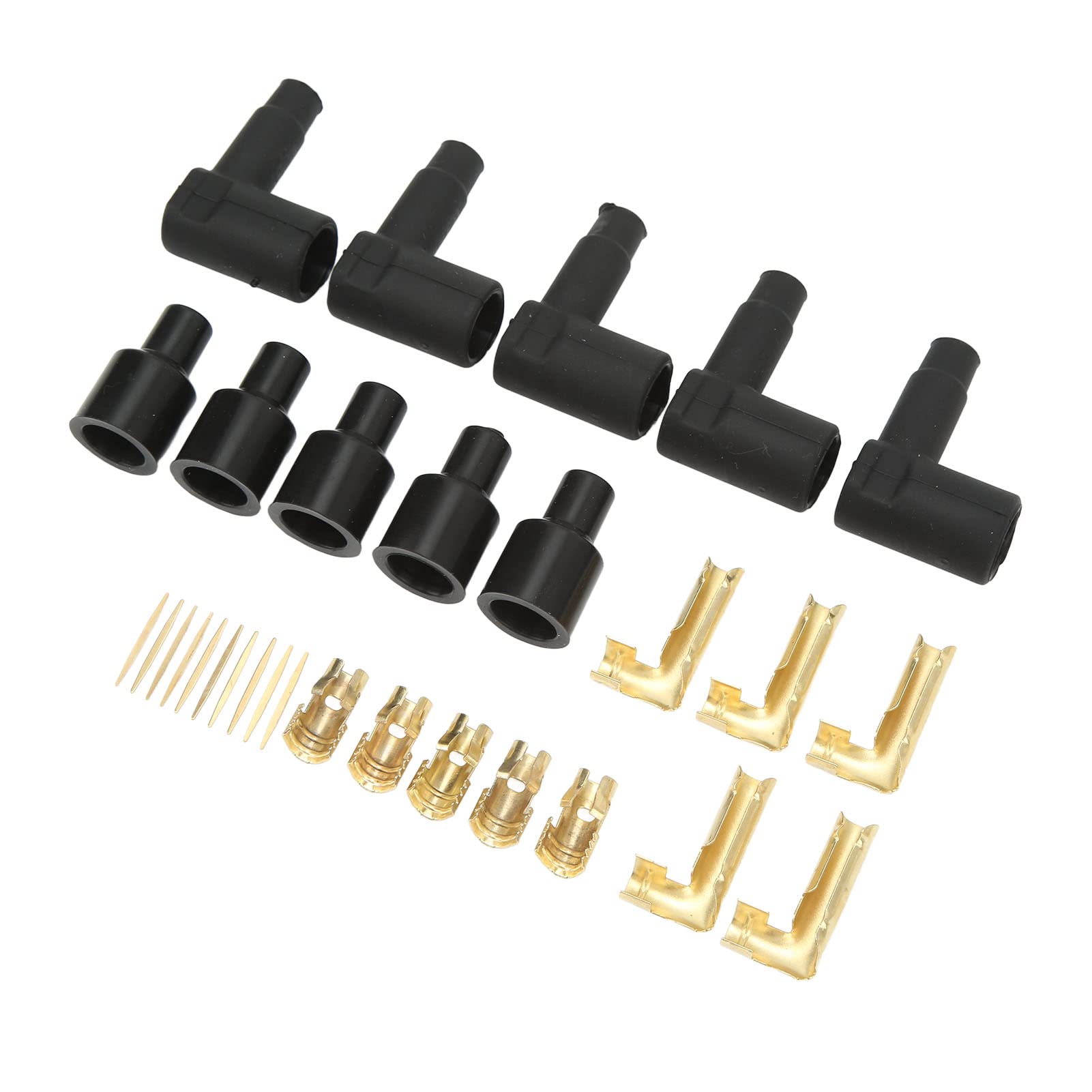 

30pcs Spark Plug Wire Boots Spark Plug Coil Wire Boots Black Rubber Material Terminal Kit Fits 6-10mm Wire