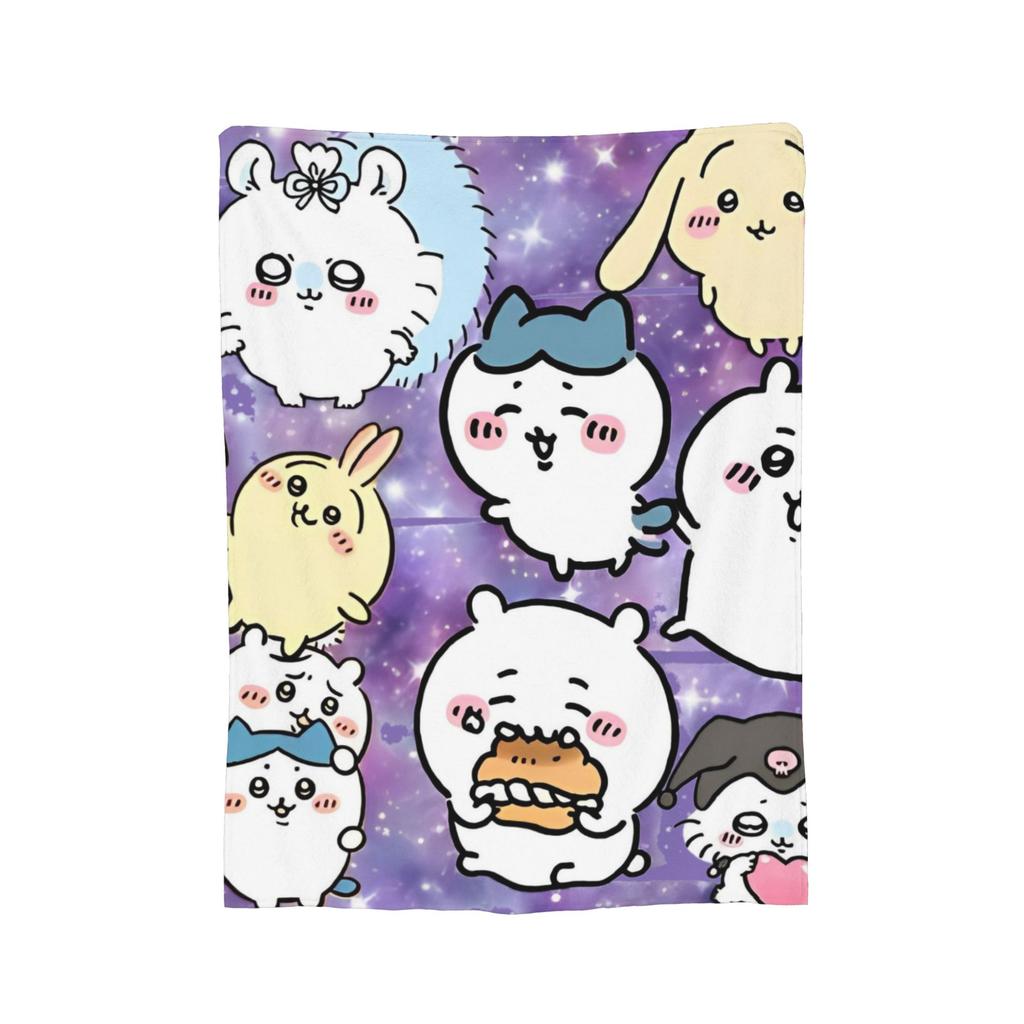 C-Chiikawaa White Momonga Blankets Fleece Spring/Autumn  Multi-function Super Warm Throw Blankets for Bedding Couch Rug Piece