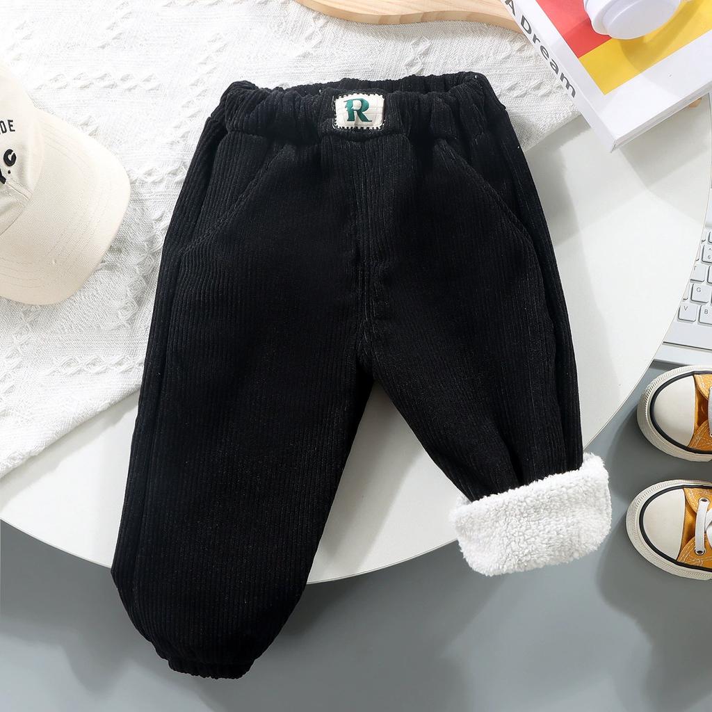 Children's Korean Pants Autumn and Winter Casual Outer Wear Pants Children's Plus Velvet Thickened Sweatpants Casual Trousers