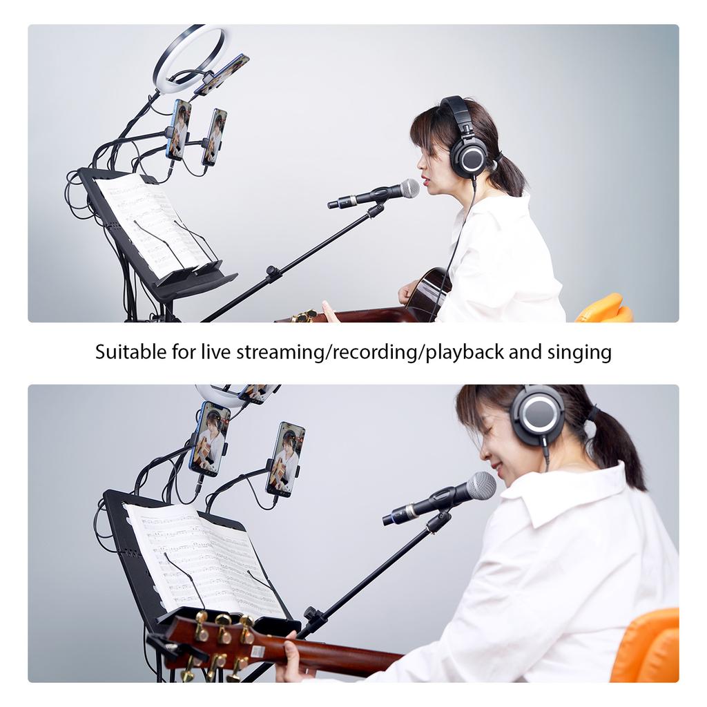 GUITTO GMS-01 Portabelt Notställ Avtagbart Multifunktionellt Livestreaming Mikrofonstativ för