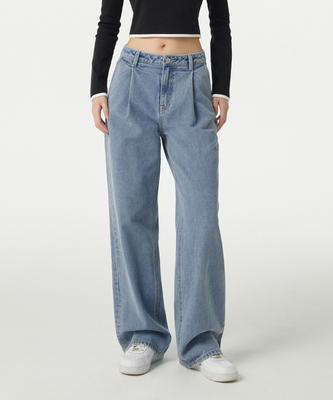 MUSINSA STANDARD WOMAN Women'S One-Tuck Wide Denim Pants [Light Indigo]