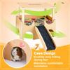 Wooden Guinea Pig Hides in The Hamster Cage Interior Landscaping Platform and Double Layer Decorative Hamster Ladder Pet Nest