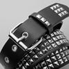 PU Leather Metal Gothic Waistband Stainless Steel Buckle Y2K Pyramid Belt New Punk Rivet Belt  Rock