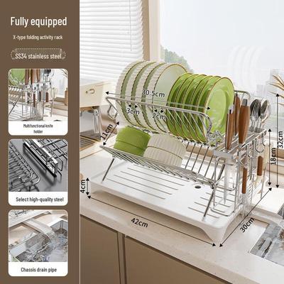 Redfu X-Type Folding Stainless Steel Dish Drying Rack