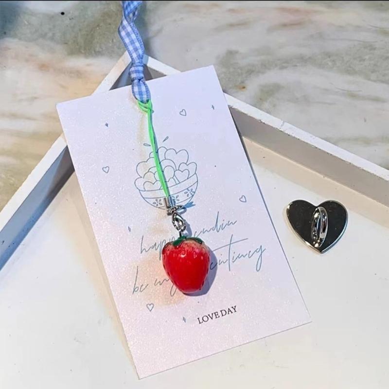 Multi Color Phone Lanyard Fruit Shapes Pendant Wrist Strap Detachable Phone Chains Keyring Portable Accessory for Women