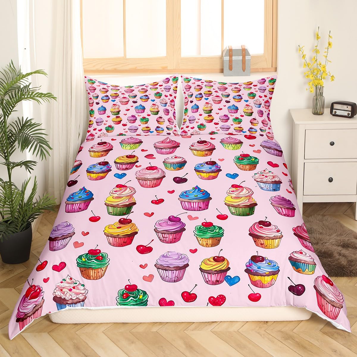

Comforter Cake S King Cute Bedding Set For Kids Adults Girls Bedroom Funny Food Birthday Gifts Cake Bed 3 Pcs Comforter (quilt)-EU Single(135*200cm)3pcs