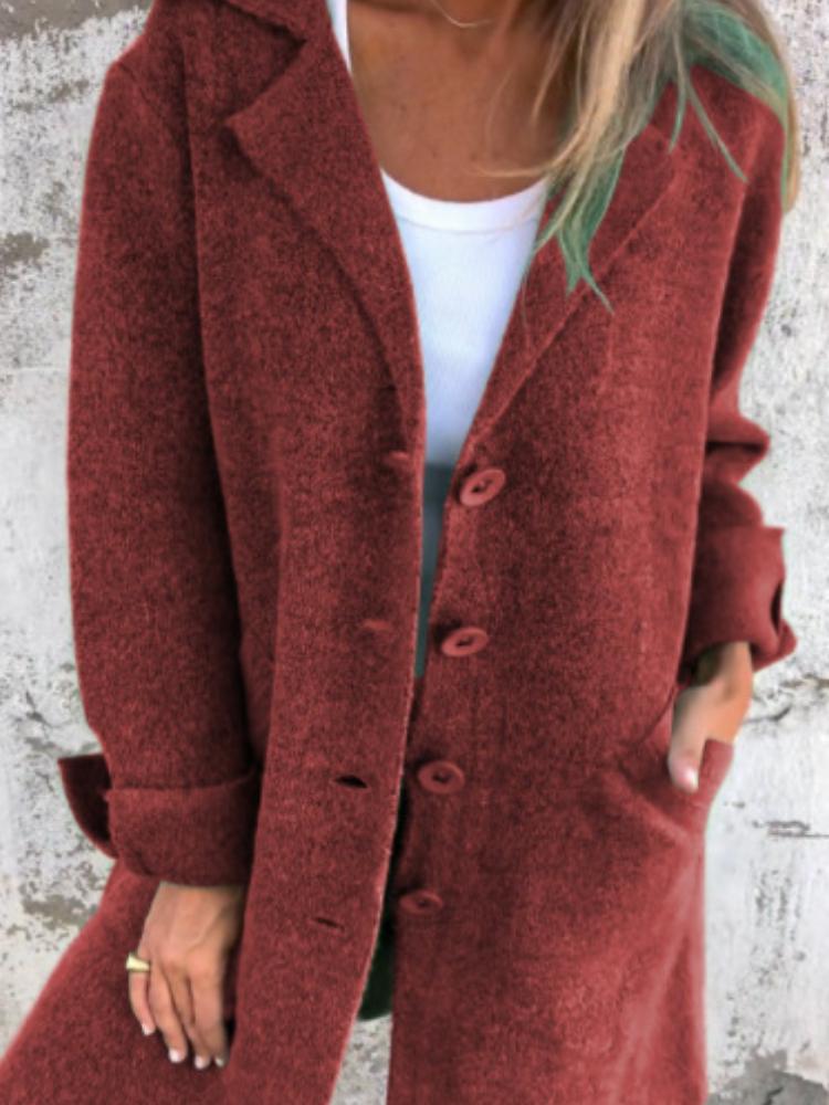 

Жіночий кардиган однотонного кольору з кишенями на зав язках, однобортна куртка середньої довжини на осінь і зиму 4XL винний