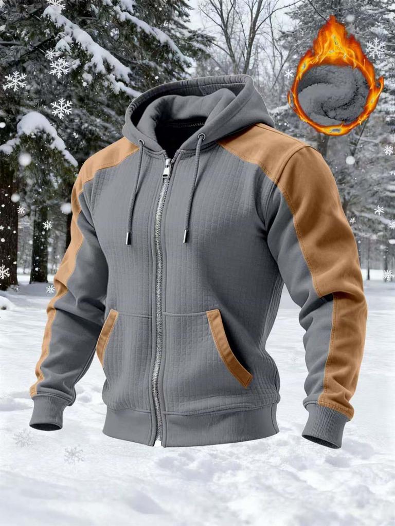 European Winter Double-Layered Velvet Hooded Sweatshirt: Casual Suede Plush Patchwork Zipper Jacket