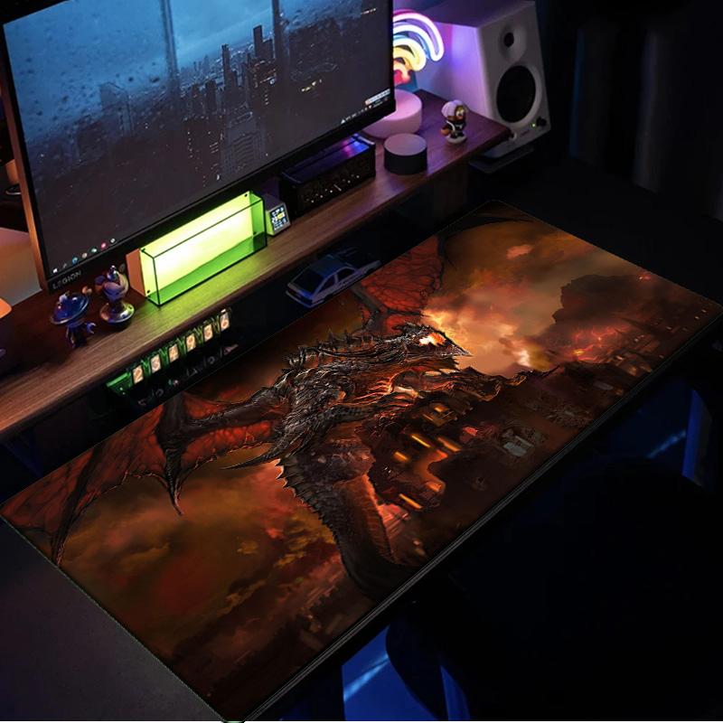 Dragon's Fiery Warcraft game Mouse Pad, Rubber Base, Mouse Pad for Gamers and Office Use, Gaming Desk , Easy To Clean Mat Christmas fan gifts
