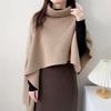 2024 Winter Cozy High Neck Knit Shawl Cloak with Irregular Batwing Sleeves
