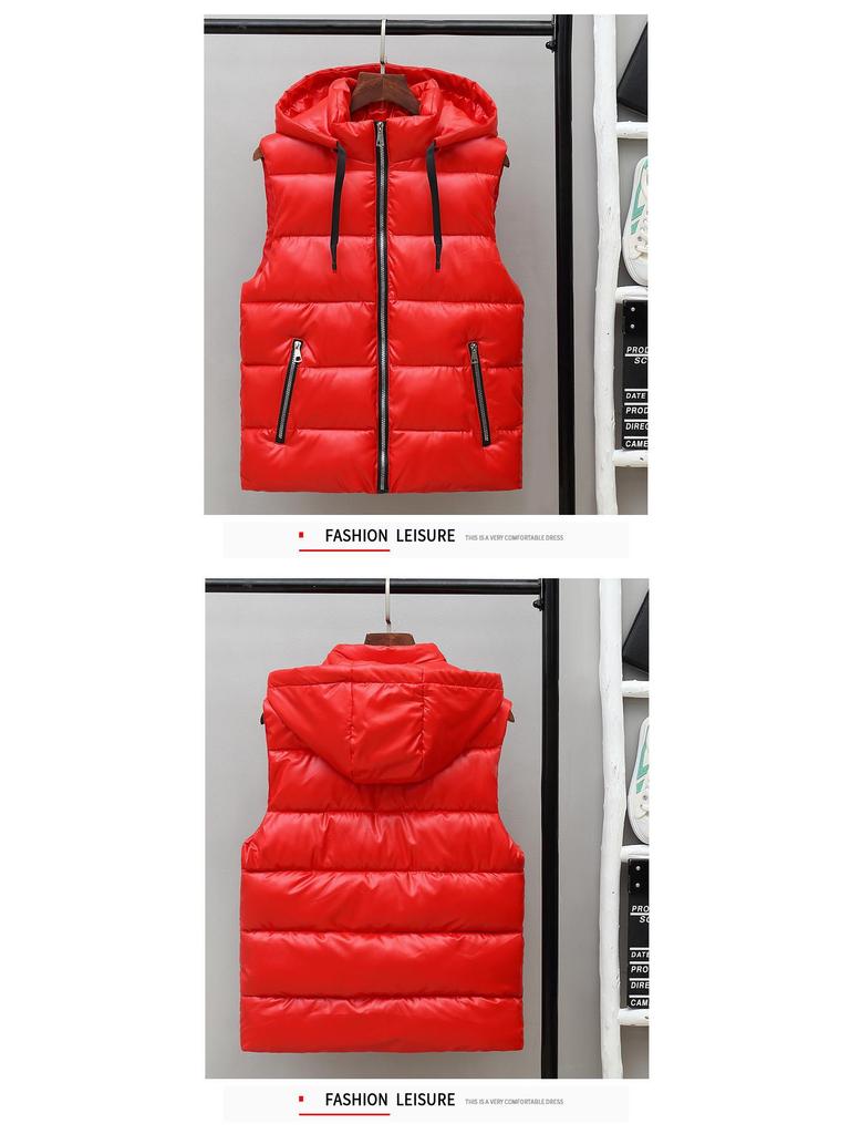 Men's Shiny Autumn/Winter Thickened Sleeveless Vest - Warm Korean Trend Outerwear for Couples