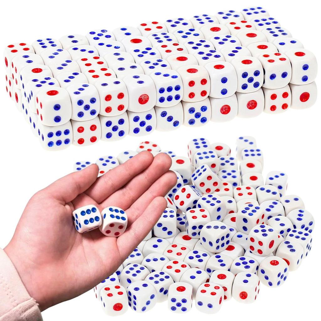 30Pcs 10mm Plastic Dice Rounded Corner Red Blue Dots - Durable Tabletop Game Dice Perfect for Party Interactive Entertainment