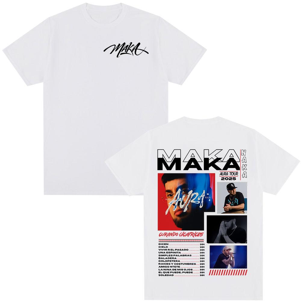 Rap Singer Maka Aura Tour Album Tshirt 2026 Summer Mens Womens Fashion Retro Street Casual Cotton Short Sleeved Street Wear