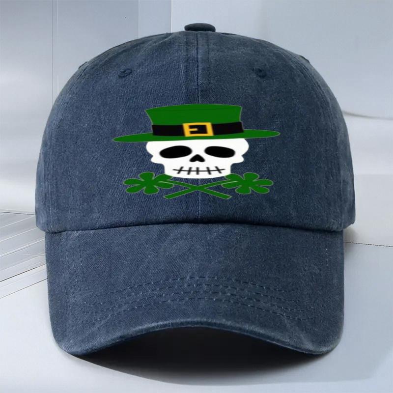 Skull Leprechaun Hat Shamrock Baseball Cap St Patricks Day Casual Adjustable Polyester Hat for Men Women