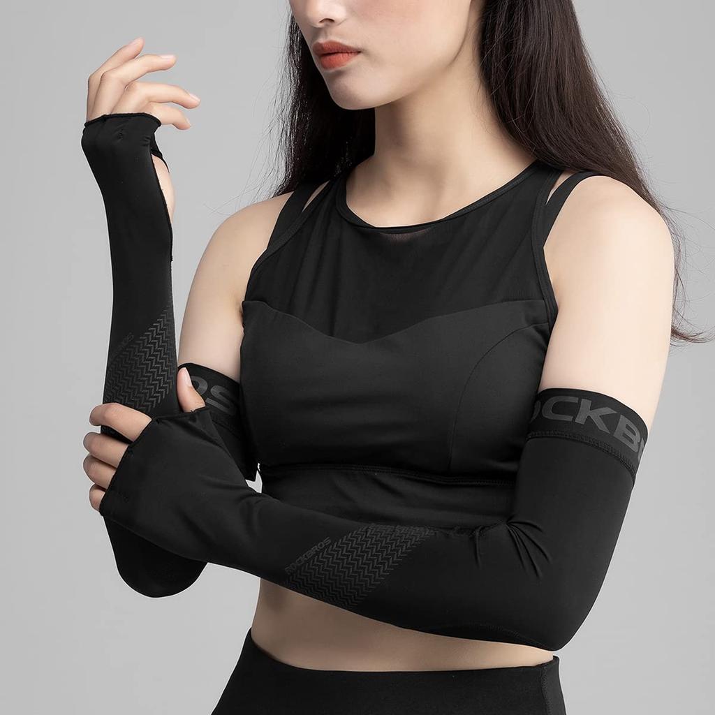 ROCKBROS Arm UV Sweat Quick Arm Farm Black Covers, Cool, Protection, Anti-Slip, Wicking, Drying, Sleeves, Summer, Sports, Golf, Bicycle, Men, Women,