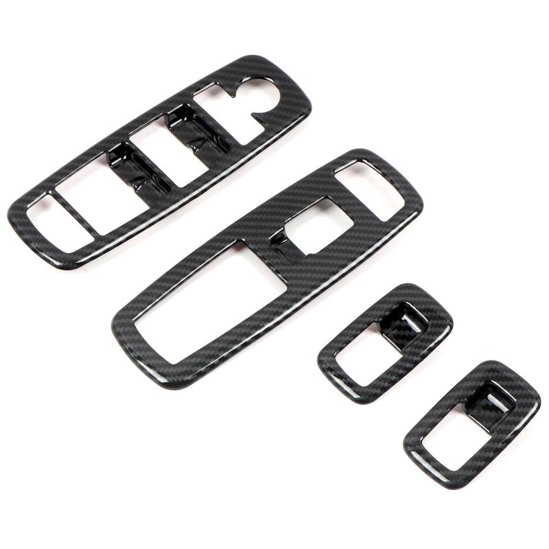 LHD! For Dodge Durango 2011-  Car Accessories ABS Plastic Carbon Car Door Window Lift Switch Cover Trim 4pcs